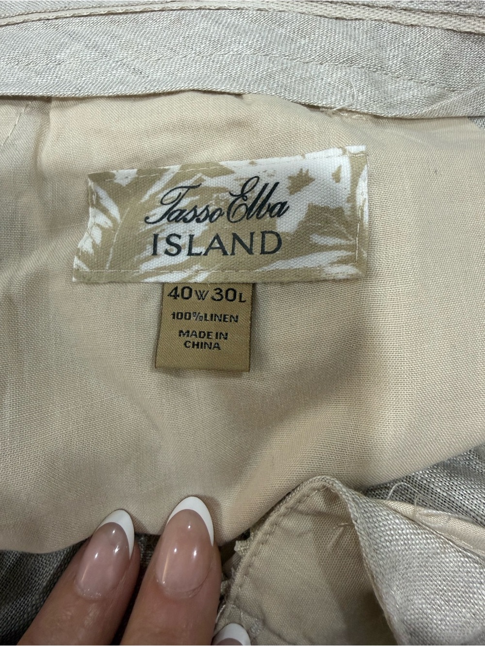 Tasso Elba Light Beige Linen Trousers